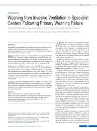 Why case study analysis is important? Weaning From Invasive Ventilation In Specialist Centers Following Primary Weaning Failure 20 03 2020