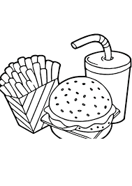 There are numerous types of food items, such as fruits, vegetables, bakery products, dairy products, fish products, meat. Coloring Pages Fast Food Coloring Page