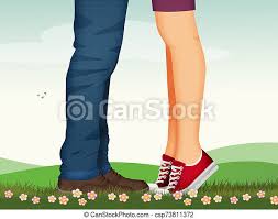 Illustration of kissing man and woman legs. | CanStock