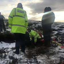 walker stuck fast in moorland bog was