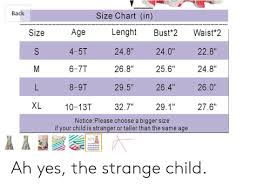 Back Size Chart In Age Lenght Size Waist 2 Bust 2 S 4 5t 240