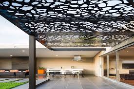 Amazing Modern Steel Pergola Design Attached To The House For Patio Complete With Dining Table And Contemporary C Modern Pergola Designs Pergola Modern Pergola