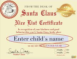 A free printable nice list certificate, signed by santa himself. Santa Nice List Certificate Free And Fun Kiddycharts Com