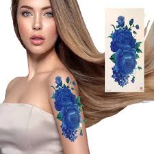 Tatuagem Temporária Flor Rosas Azuis