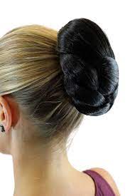 There is also a loose braid at the side that is decorated with beads. Wig Me Up Tc 2073 2 Hairpiece Hair Bun Topknot Elaborate Braided Oval Bun Shape Custom Traditional Medium Black