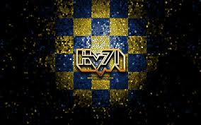 Hämta bilder brynas om, 4k, gävle, sverige, shl, logotyp. Hv71 Glitter Logo Shl Blue Yellow Checkered Background Hockey Swedish Hockey Team Hd Wallpaper Peakpx