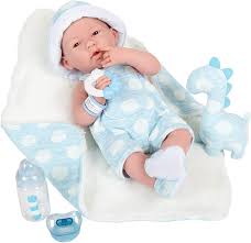 Amazon Com Jc Toys La Newborn All Vinyl Anatomically Correct Real Boy 15 Baby Doll In Blue And Deluxe Accessories Designed By Berenguer Blue Dots Model 18064 Toys Games