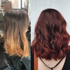 Faded Brown Copper Balayage To Deep Ruby Red For Fall Balayage Hair Copper Red Balayage Hair Copper Balayage