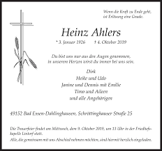 Traueranzeigen Von Heinz Ahlers Noz Trauerportal Das schönste, was ein mensch hinterlassen kann, ist ein.