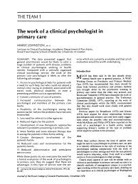 Want to become a professional psychologist in malaysia? Pdf The Work Of A Clinical Psychologist In Primary Care