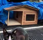 ggvitorinos built a custom wood cat house with clean lines ...