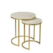 Shop for marble coffee table set online at target. Marble Nest Of Tables In White With Gold Metal Bases Martina Furniture123