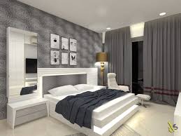 Bed Room Furnished With Grey Colored Appearance White Bed Customized Surface Having Down Light Back Wa Bedroom Views White Master Bedroom Bedroom Bed Design