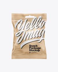 Kraft Snack Package Mockup In Flow Pack Mockups On Yellow Images Object Mockups
