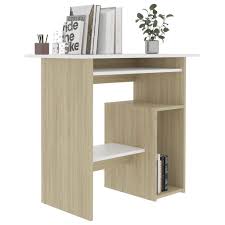 Ikea kallax expedit shelving unit birch effect 8 compartments. Vidaxl Schreibtisch Weiss Sonoma Eiche 80 X 45 Kaufland De