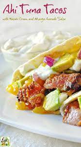 Maybe you would like to learn more about one of these? Ahi Tuna Tacos Recipe With Wasabi Cream And Mango Avocado Salsa This Mama Cooks On A Diet