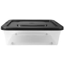 Box Dessous De Lit 25 L Transparent Noir X2 Boite De Rangement Rangement Rangement Et Entretien Gifi