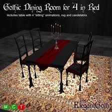 See how i created a victorian gothic dining room that's been furnished almost entirely with charity shop finds and upcycled/repurposed/sale aisle furniture. Second Life Marketplace Gothic Dining Room For Four In Red Gothic Furniture For Your Dining Room