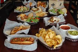 Hot Dogs Quesadillas Wraps Burgers Sliders Tacos Sandwiches Salads Chili Chips Guacamole Menu Table Settings