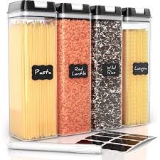 Clear storage box spaghetti noodle food storage bottle container plastic. Airtight Food Storage Containers For Pantry Organization 4 Piece Tall Pasta Or Spaghetti Container Storage Shopee Malaysia