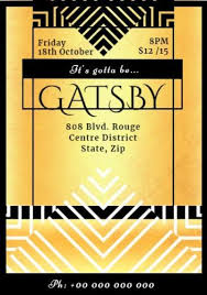 Celebrate with an immersive experience featuring a welcome drink + cocktail dinner + live music and this immersive dining experience inspired by the great gatsby offers a menu and live music from the fabulous era. Gatsby Party Invitation Templates Create Your Own