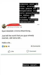 Lahir pada 27 mac 1992 di kuala terengganu, terengganu, malaysia. Emma Maembong Dan Syed Abdullah Sudah Bernikah Buzzkini