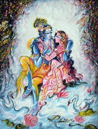 Unique Modern Radha Krishna Flute Love Moments Etsy Krishna Flute Painting Art