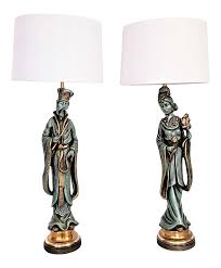 1958 James Mont Style Chinoiserie Figural Plaster Table Lamps A Pair Mid Century Modern Asian Tropical Boho Chic Hollywood Reg Lamp Table Lamp Chinoiserie