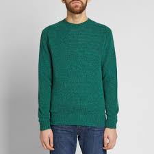 The shaggy crew knit shown here has been cut from 100% pure new wool for a heavy yet brushed handle. Seamless Shetland Crew Knit By Albam Thread
