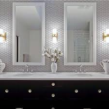A bathroom remodel can make a huge impact on your homes comfort level, not to mention its resale value. Top 70 Best Bathroom Backsplash Ideas Sink Wall Designs Vanity Backsplash White Hexagon Tiles Grey Grout Bathroom