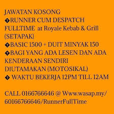 Ribuan kerja kosong sektor kerajaan & swasta tanpa kabel untuk di isi sekarang! Jawatan Kosong Runner Cum Despatch Orang Wangsa Maju Facebook