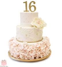 Blush Pink Gold Rose Gold Birthday Cake Designs Sweet 16 Ruffle Cake Sweet 16 Cakes Sweet 16 Cakes Pink Sweet 16 Sweet 16 Birthday Cake