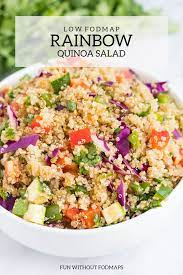 Low Fodmap Rainbow Quinoa Salad Fun Without Fodmaps Recipe Fodmap Lunch Fodmap Meal Plan Fodmap Recipes