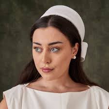 Amara White Pillbox Hat with Bow