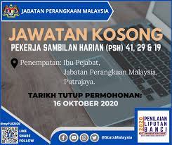 Jabatan perangkaan malaysia 31 oktober 2017. Plb2020 Perhatian Semua Jabatan Perangkaan Malaysia Mempelawa Pemohon Warganegara Malaysia Yang Berminat Dan Berkelayakan Untuk Memohon Jawatan Sebagai ð—ð—®ð˜„ð—®ð˜ð—®ð—» Psh Gred 41 10 Kekosongan Psh Gred 29 50 Kekosongan