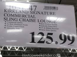 We manufacture the finest custom cushions available out of sunbrella® fabrics exclusively. Kirkland Signature Commercial Sling Chaise Lounge Costco Weekender