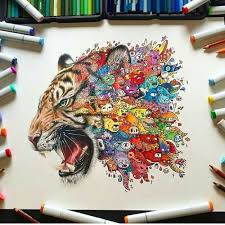 Realism Combined With Doodling By The Creative Vexx Art Check Out His Page Shared By Kitslam Youtube Ins Lovers Art Realistic Drawings Copic Marker Art