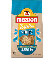 Lightly salted so you will crave them alone but can totally dress them up with salsa or make it a meal and make . Strips Tortilla Chips Mission Foods