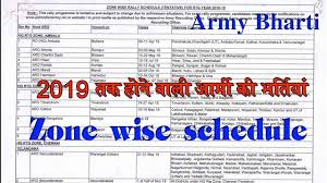 Army Rally Bharti Chart 2019 Indian Army All India Recruitment Chart 2019