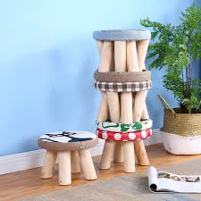 Ffwp1657 Children Furniture Cute Small Children Chair Wood Stools Kids Shoes Sofa With Creative Simple Plush Cartoon Kids Chairs Wooden Footstool Wood Chair