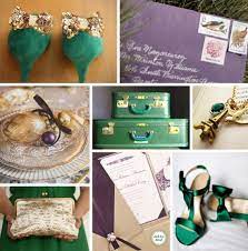 Plum Green And Gold Purple And Gold Wedding Green And Gold Emerald Wedding Theme