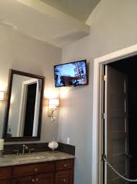 After that the tv is inserted into the black box and sealed. Tv In Bathroom Tv In Bathroom Master Bedroom Bathroom House Bathroom