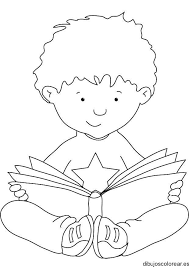 Niños Leyendo Para Colorear