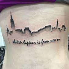 20 Magnificent Skyline Tattoos Skyline Tattoo Minimalist Tattoo Typography Tattoo