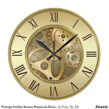 Check spelling or type a new query. Vintage Golden Roman Numerals Round Wall Clock Zazzle Com In 2021 Clock Tattoo Design Large Metal Wall Clock Clock
