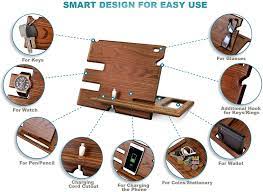 Support De Telephone En Bois Avec Porte Cles En Cendre Porte Porte Monnaie Et Montres Cadeaux Pour Hommes Cadeau Porte Cle Cadeau Homme Idee Cadeau Pour Homme