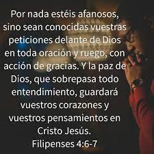 Por nada estéis afanosos, sino en toda oración y ruego, con acción de gracias, dense a conocer sus peticiones a dios; Galeria De Versiculos Biblicos Filipenses 4 6 7