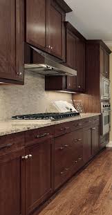 Cherry Doors With Dark Stain Cook Top Wall Oven Craftsman Style Cherry Cabinets Kitchen Dark Brown Kitchen Cabinets Backsplash With Dark Cabinets