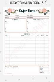 Order Form Printable For Business Client Order Form Etsy Business Printables Templates Printable Free Order Form Template