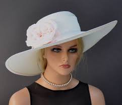 Wide Brim Derby Hat Wedding Hat Kentucky Derby Hat Formal Hat Ladies Dressy Hat Ivory Hat Peach Hat Ocassion Hat Dressy Hats Elegant Hats Stylish Hats